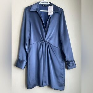 Zara Blue Satin Dress